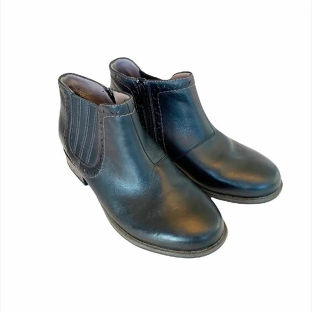 Earth Origins Avani Buxton Black Leather Ankle Boot Women’s 6.5 Side Zip